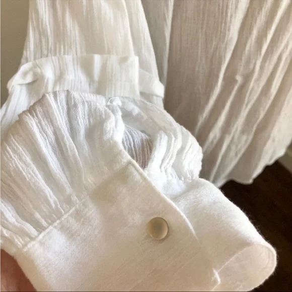 Vince White Crinkle Cotton Blouse - Picture 5 of 13